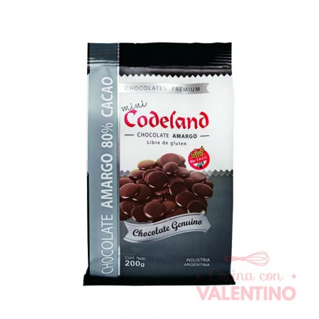 Chocolate Cobertura Amargo 80% Codeland - 200Grs