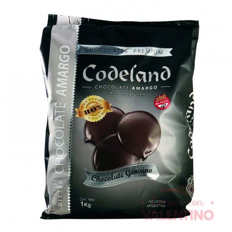 Chocolate Cobertura Top Crem Amargo 80% Codeland - 1Kg