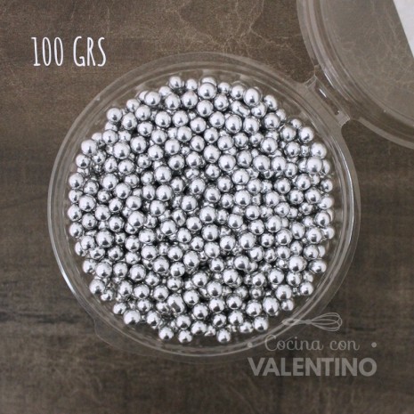 Confites "Tipo Perlas" Plateados N°4 Circe - 100 Grs.