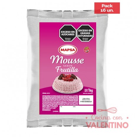 Mousse Mapsa Frutilla - 1 Kg - Pack 16 Un