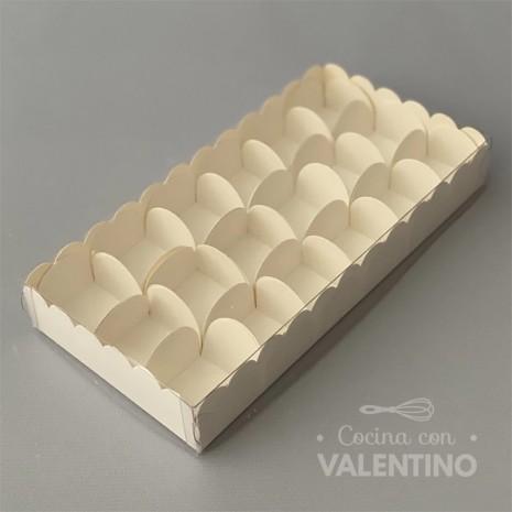 Caja + 18 Petalos Para Trufas Blancos 20x10x3