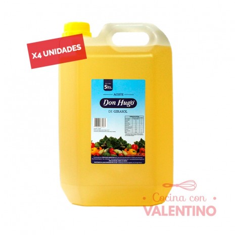 Aceite Girasol Don Hugo - 5Lts - Pack 4 Un.