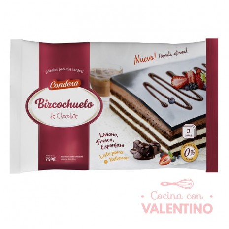 Bizcochuelo Rect. Capas Chocolate Condesa - 750Grs