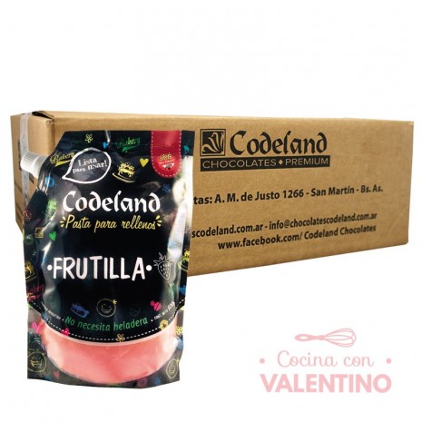 Pasta Relleno Frutilla Codeland - 500Grs - Pack 8 Un.