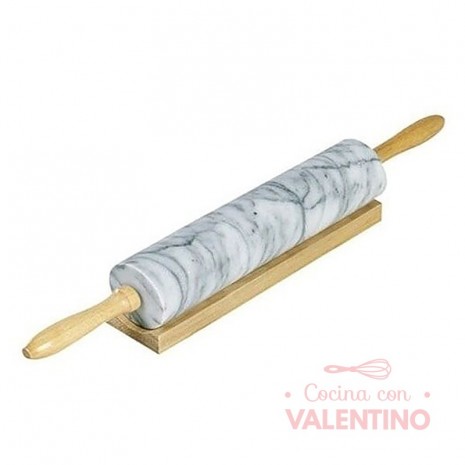 Palo de Amasar Marmol Base de Madera 25 Cm.