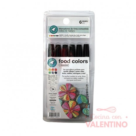 Marcador Food Color Comestible Negro - 6 Un