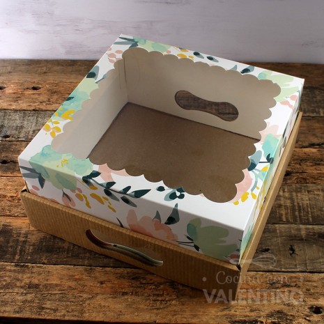 Caja Desayuno Flores con Visor 25x25x12