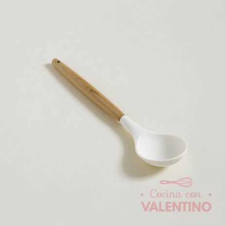 Cuchara Silicona Mishka Mango Madera Blanca