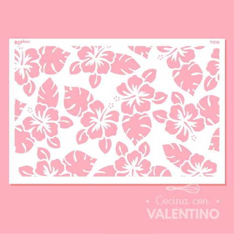 Stencil Ruphas Tortas T016 Flores Hawaianas