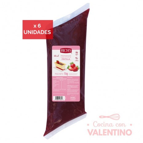 Relleno Rich de Frutilla - 1 Kg - Pack 6 Un.