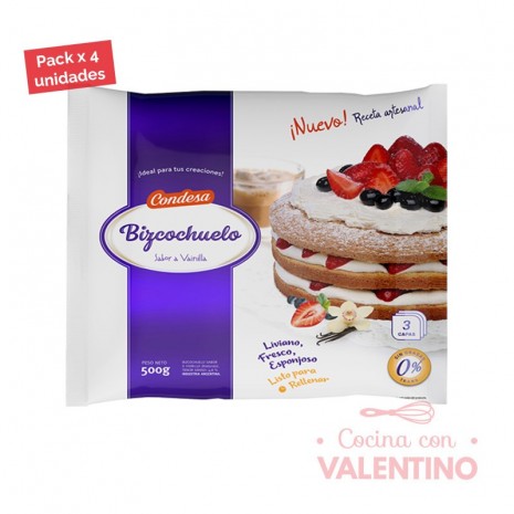 Bizcochuelo Red. Capas Vainilla Condesa - 500Grs - Pack 4 Un.