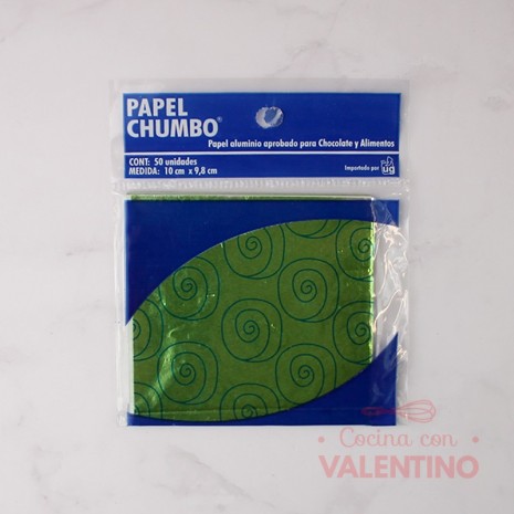 Papel Chumbo 10x10cm - Verde Claro con Espirales