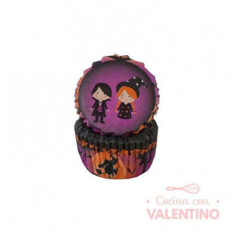 Pirotines N°8 Halloween - Niños disfrazados - Violeta y naranja - 25u. Convida