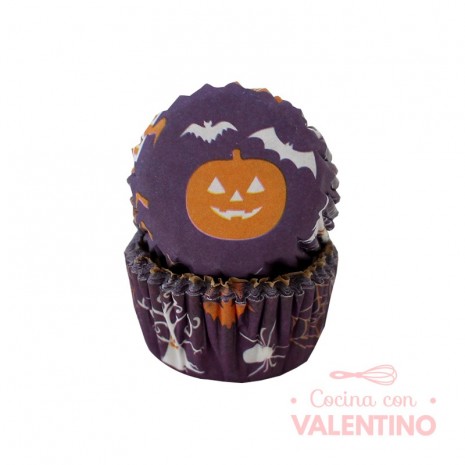 Pirotines N°10 Halloween - Calabaza y murcielagos - Violeta - 25u. Convida