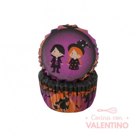 Pirotines N°10 Halloween - Niños disfrazados - Violeta y naranja - 25u. Convida