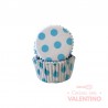 Pirotines N°8 Blanco con Lunar Celeste - 25u. Convida