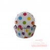 Pirotines N°8 Full Color - Blancos con Lunares Multicolor - 25u. Convida