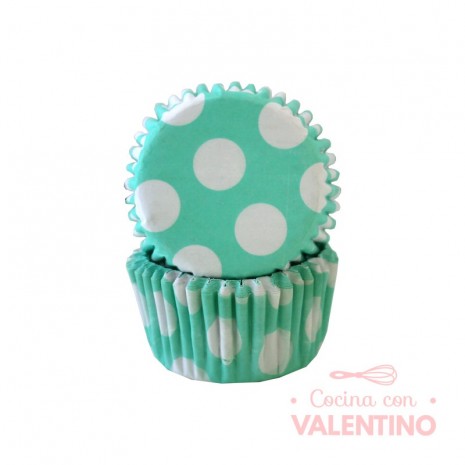 Pirotines N°10 Con Lunar Blanco Grande - Verde Agua - 25u. Convida