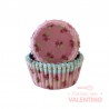 Pirotines N°10 Shabby Chic - Flores Rosas y Borde Celeste - 25u. Convida