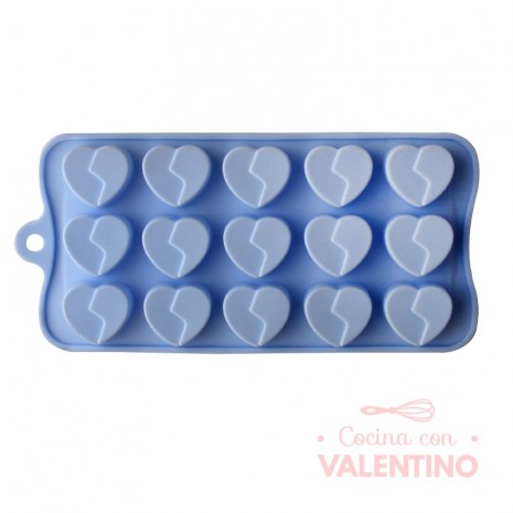 Molde Silicona Bombon Corazon Partido x15