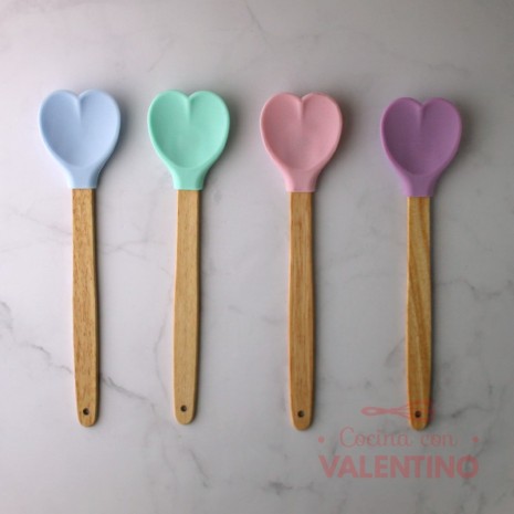 Espatula Silicona Mango Madera Corazon - CM
