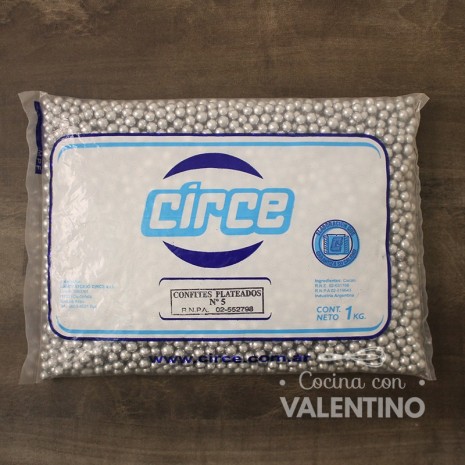 Confites "Tipo Perlas" Plateados N°5 Circe - 1 Kg.