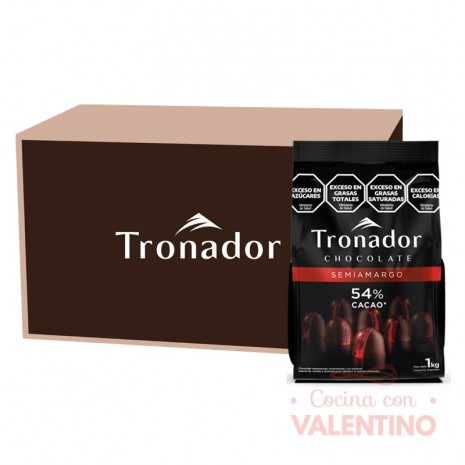 Chocolate Cobertura Semiamargo %54 Tronador - 1kg - Pack 6 Un.