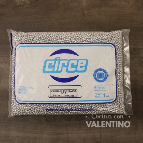 Confites "Tipo Perlas" Plateados N°2 Circe - 1 Kg.