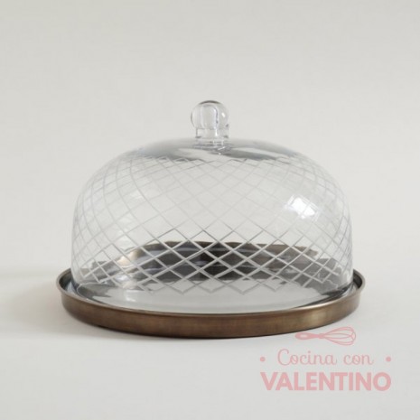 Campana De Vidrio Plato Bronce 25x16cm