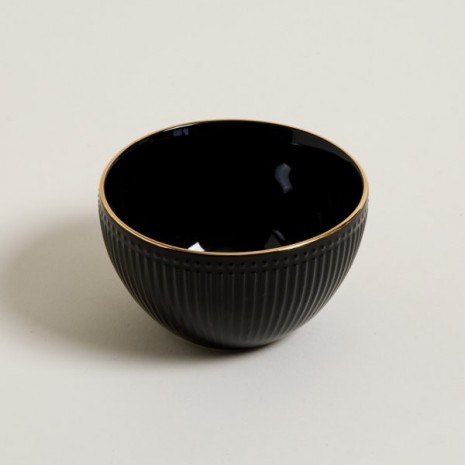Bowl Ceramica Negro Borde Doraro 14x8cm