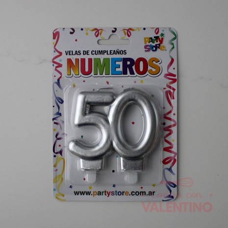 Vela Doble Party Store Plateada - 50 Años