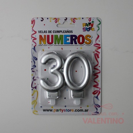 Vela Doble Party Store Plateada - 30 Años