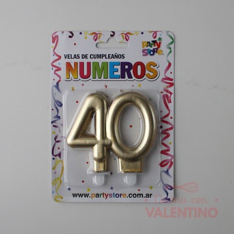 Vela Doble Party Store Dorada - 40 Años