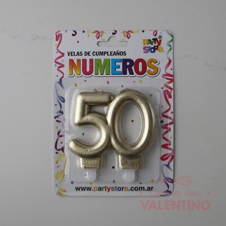 Vela Doble Party Store Dorada - 50 Años