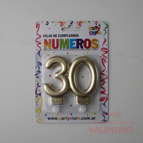 Vela Doble Party Store Dorada - 30 Años