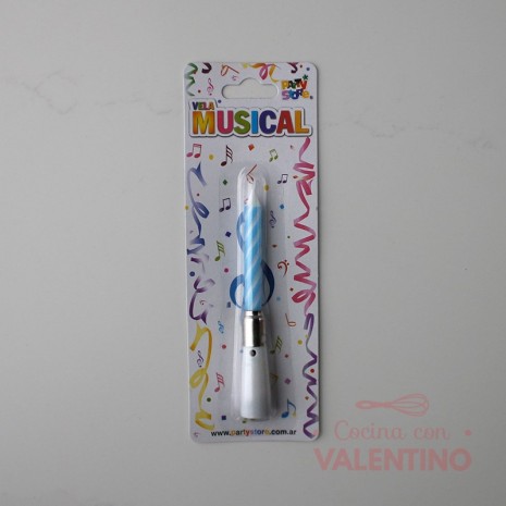 Vela Musical Party Store Celeste - 1 Un.