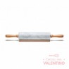 Palo de Amasar Marmol Base de Madera - 25 Cm