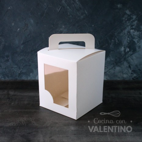 Caja Cartulina Pan Dulce 1/2 Kg Blanco/Kraft Con Visor - 14x14x16