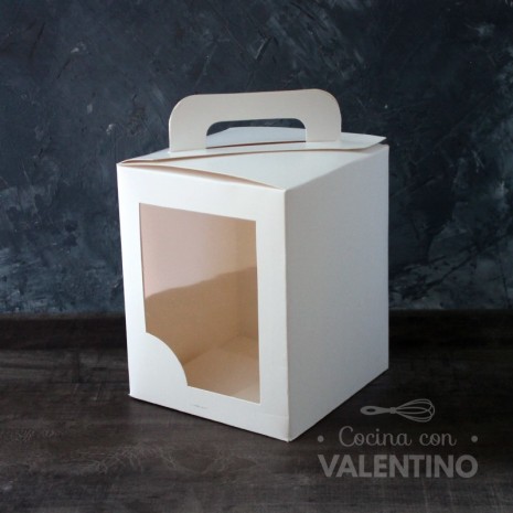 Caja Cartulina Pan Dulce 1 Kg Blanco Con Visor - 18x18x20