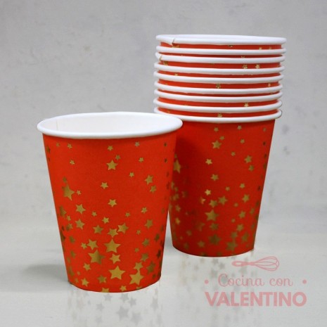 Vasos de Polipapel Rojo Navidad x10u