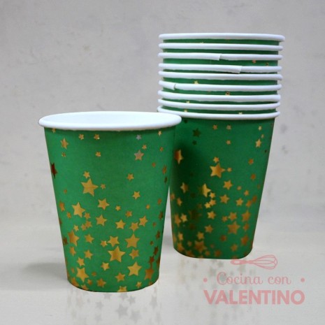 Vasos de Polipapel Verde Navidad x10u