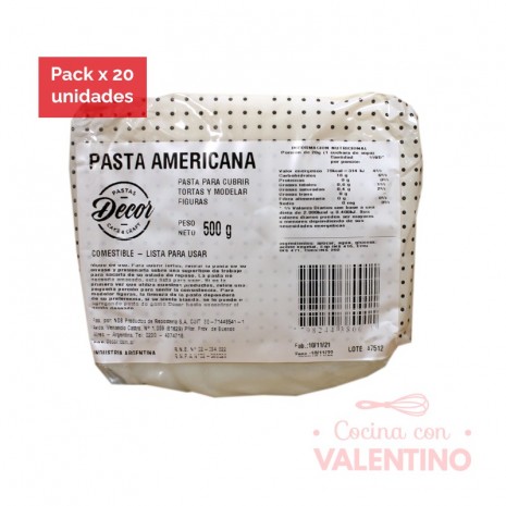 Pasta Americana Blanca - 500 Grs - Pack 20 Un