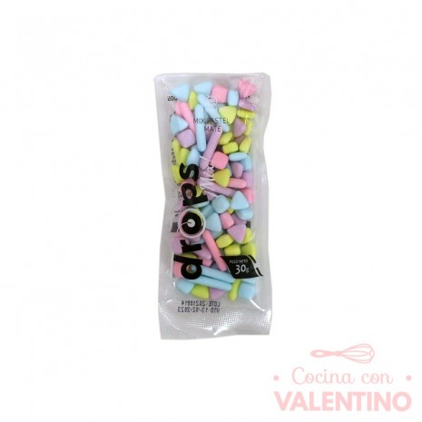 Drops Decoracion pastillaje en formas varias PASTEL MATE- 30 grs