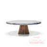 Plato Posa Torta ALTO Giratorio Marmol y Madera - 28x10