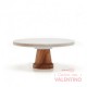 Plato Posa Torta ALTO Marmol y Madera - 24x10