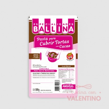 Pasta Cubretorta Ballina con Cacao - 500 Grs