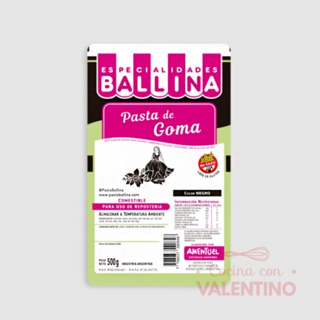 Pasta de Goma Color Ballina - 500Grs - Negro