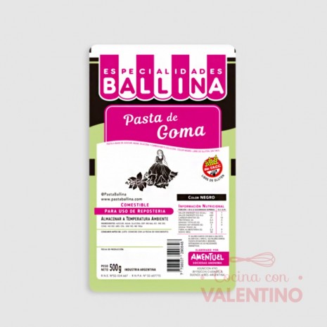 Pasta de Goma Ballina Negro - 500 Grs