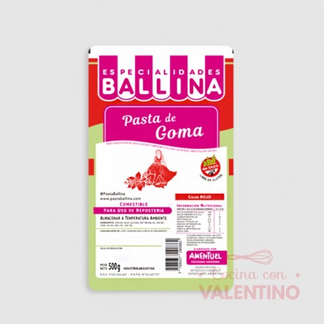 Pasta de Goma Color Ballina - 500Grs - Rojo