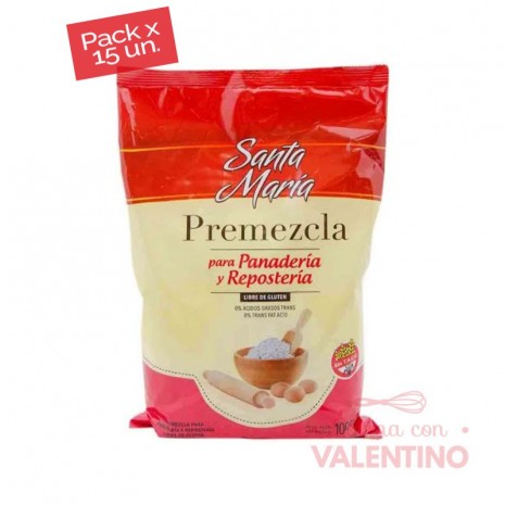 Premezcla Panaderia y Reposteria Santa Maria Roja - 1 Kg - Pack 15 Un